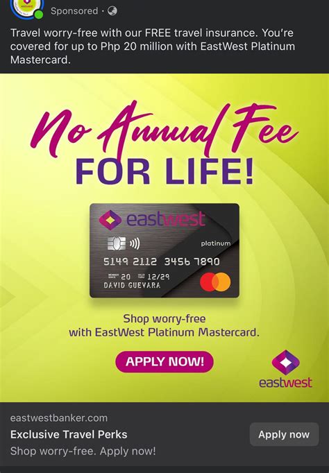 eastwest platinum mastercard no annual fee|Eastwest Credit Card Application: Requirements and Step.
